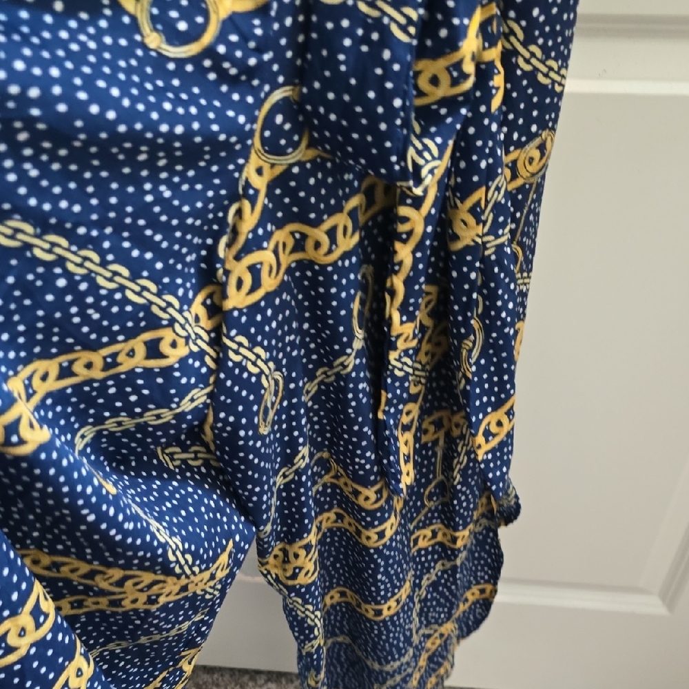 True Destiny Jumper Blue and Gold Wrap Tie Waist - NWT - Picture 3 of 4